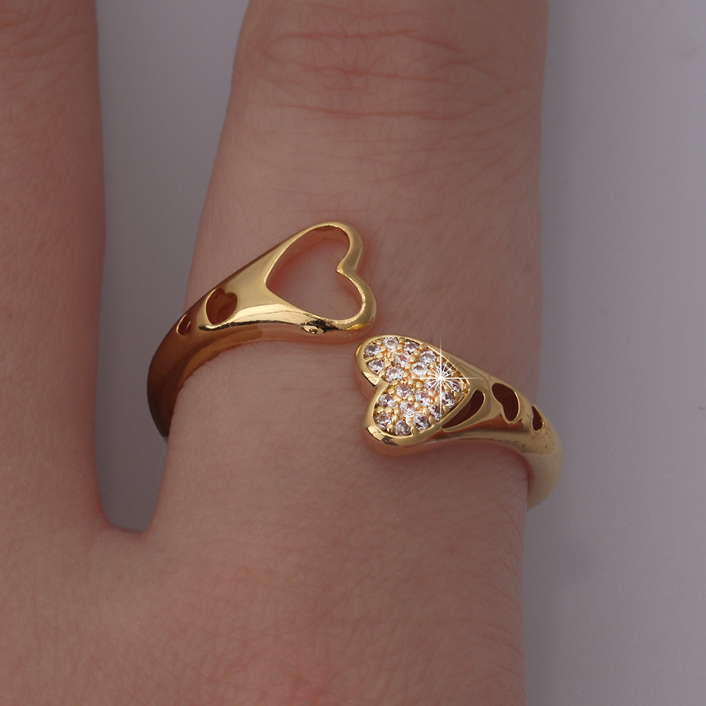 Cute Sweet Animal Heart Shape Mermaid Copper Plating Inlay Zircon 18k Gold Plated Women's Open Rings display picture 16