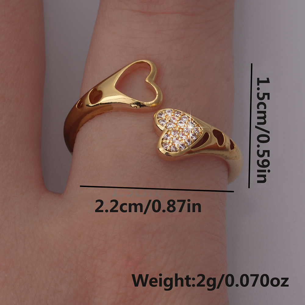 Cute Sweet Animal Heart Shape Mermaid Copper Plating Inlay Zircon 18k Gold Plated Women's Open Rings display picture 18