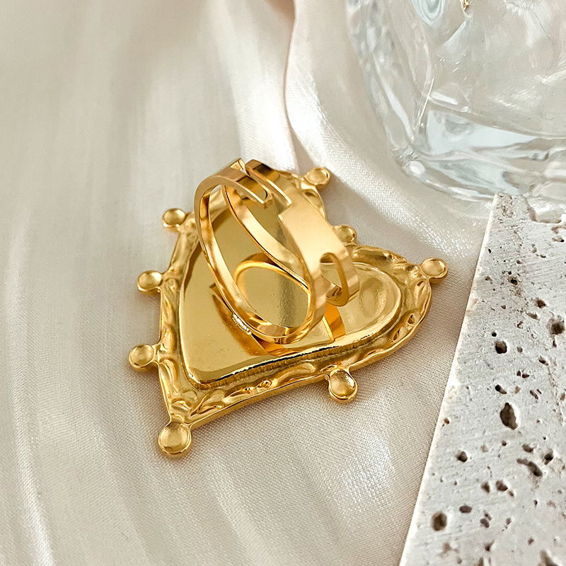 304 Stainless Steel 14K Gold Plated Elegant Romantic Sweet Enamel Plating Heart Shape Open Rings display picture 4