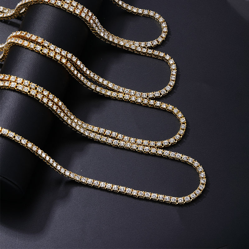 Copper Hip-Hop Inlay Round Zircon Bracelets Necklace display picture 17
