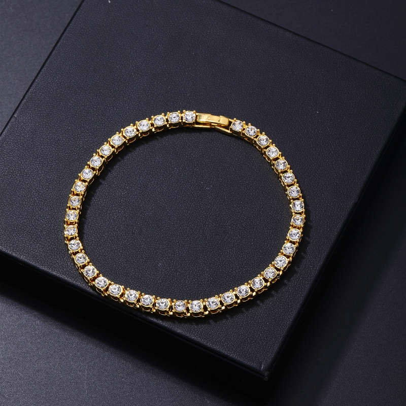 Copper Hip-Hop Inlay Round Zircon Bracelets Necklace display picture 10