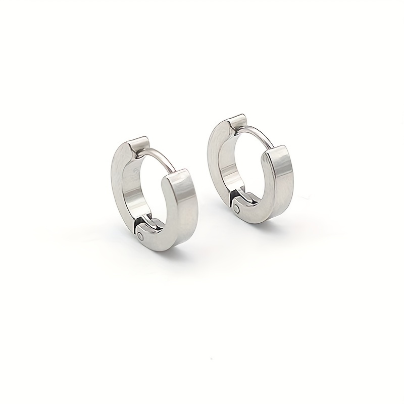 1 Pair 2 Pairs Simple Style Cool Style Round Stainless Steel None None Hoop Earrings display picture 1