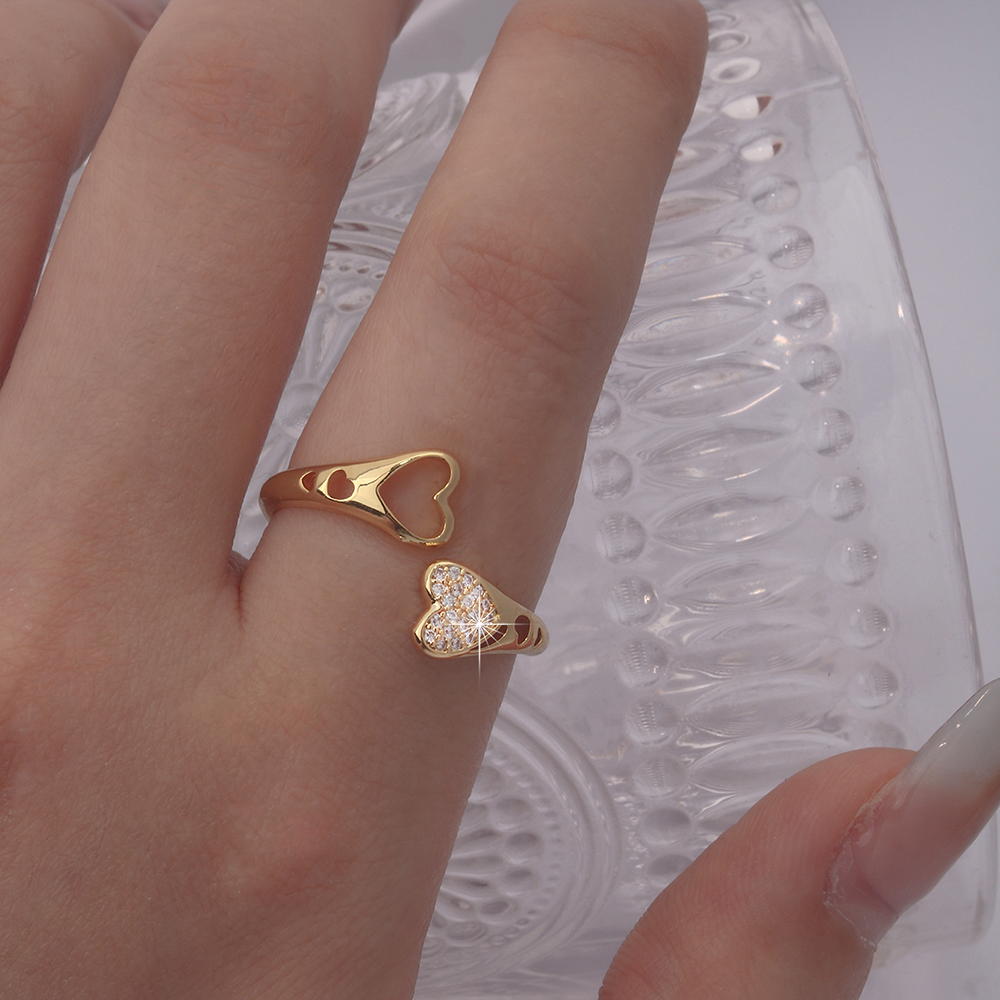 Cute Sweet Animal Heart Shape Mermaid Copper Plating Inlay Zircon 18k Gold Plated Women's Open Rings display picture 19