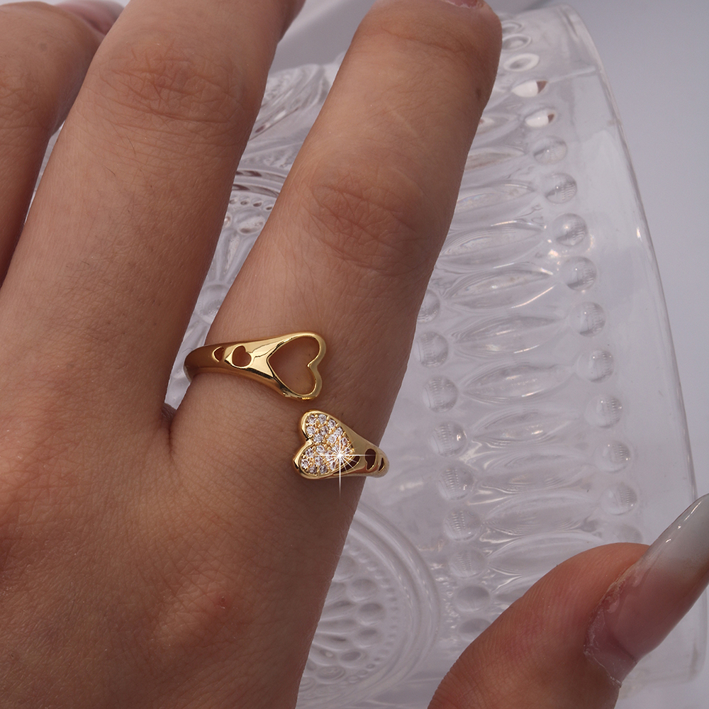 Cute Sweet Animal Heart Shape Mermaid Copper Plating Inlay Zircon 18k Gold Plated Women's Open Rings display picture 20