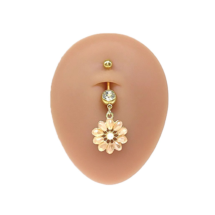 Simple Style Commute Clouds Heart Shape Shell Stainless Steel Alloy Copper Plating Inlay Rhinestones Zircon White Gold Plated Gold Plated Belly Ring display picture 1