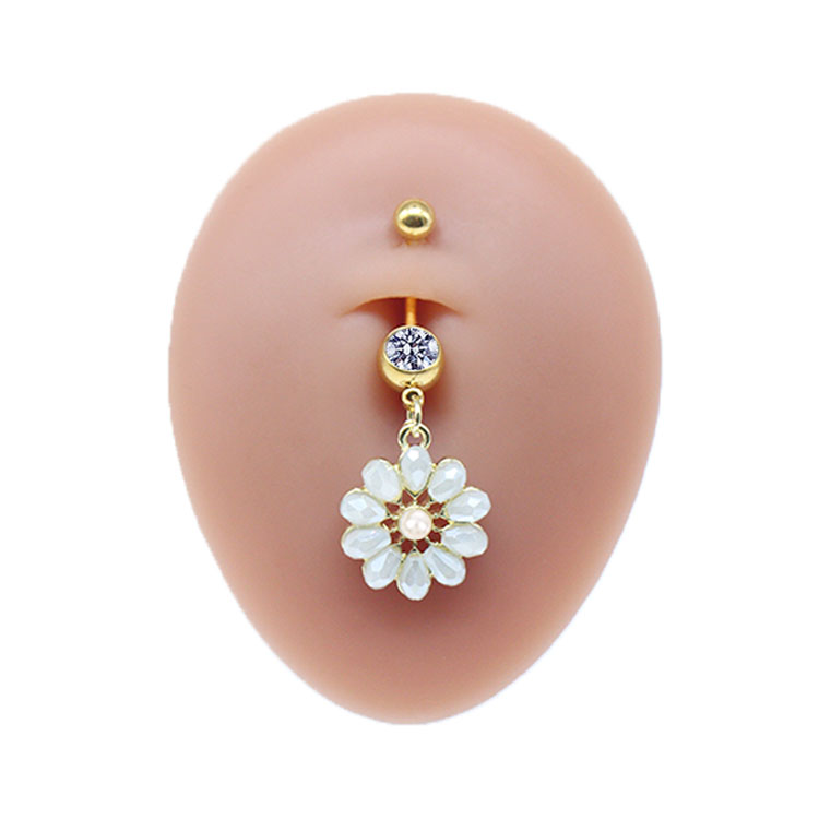 Simple Style Commute Clouds Heart Shape Shell Stainless Steel Alloy Copper Plating Inlay Rhinestones Zircon White Gold Plated Gold Plated Belly Ring display picture 6