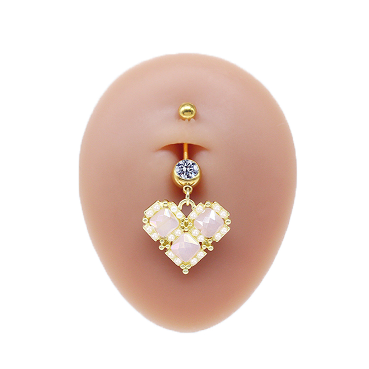 Simple Style Commute Clouds Heart Shape Shell Stainless Steel Alloy Copper Plating Inlay Rhinestones Zircon White Gold Plated Gold Plated Belly Ring display picture 2