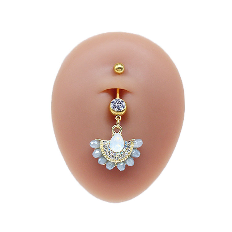 Simple Style Commute Clouds Heart Shape Shell Stainless Steel Alloy Copper Plating Inlay Rhinestones Zircon White Gold Plated Gold Plated Belly Ring display picture 5