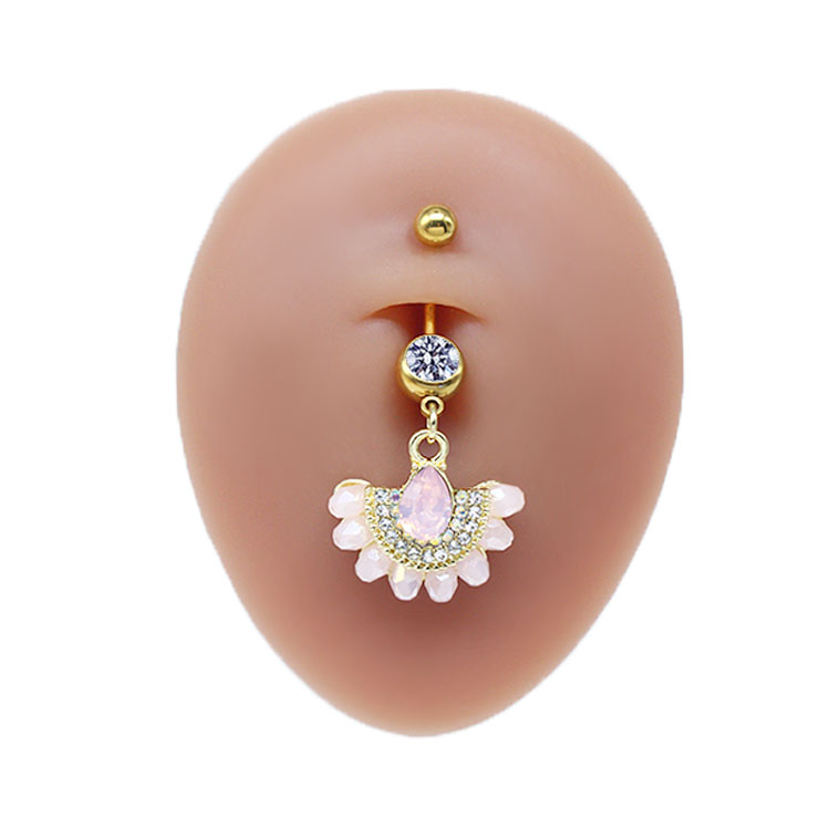 Simple Style Commute Clouds Heart Shape Shell Stainless Steel Alloy Copper Plating Inlay Rhinestones Zircon White Gold Plated Gold Plated Belly Ring display picture 3