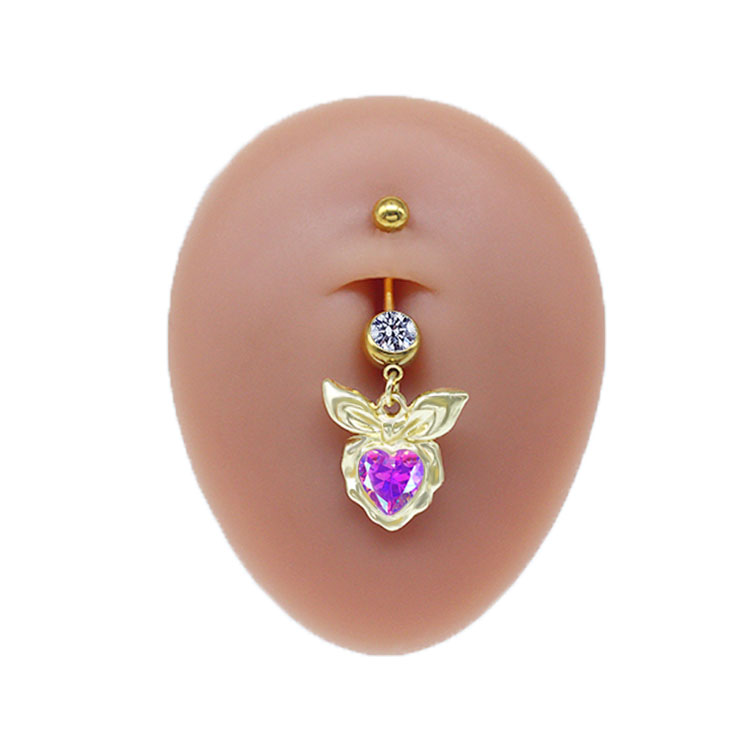Simple Style Commute Clouds Heart Shape Shell Stainless Steel Alloy Copper Plating Inlay Rhinestones Zircon White Gold Plated Gold Plated Belly Ring display picture 4