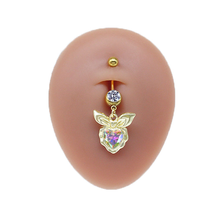 Simple Style Commute Clouds Heart Shape Shell Stainless Steel Alloy Copper Plating Inlay Rhinestones Zircon White Gold Plated Gold Plated Belly Ring display picture 7