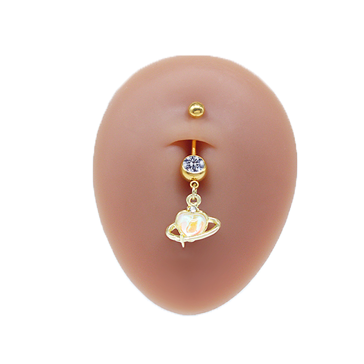 Simple Style Commute Clouds Heart Shape Shell Stainless Steel Alloy Copper Plating Inlay Rhinestones Zircon White Gold Plated Gold Plated Belly Ring display picture 10