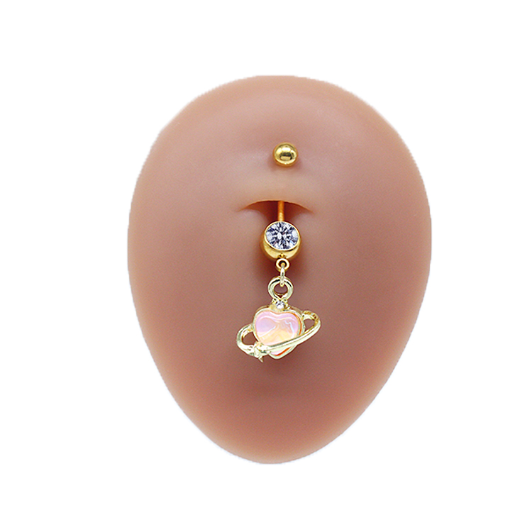 Simple Style Commute Clouds Heart Shape Shell Stainless Steel Alloy Copper Plating Inlay Rhinestones Zircon White Gold Plated Gold Plated Belly Ring display picture 9
