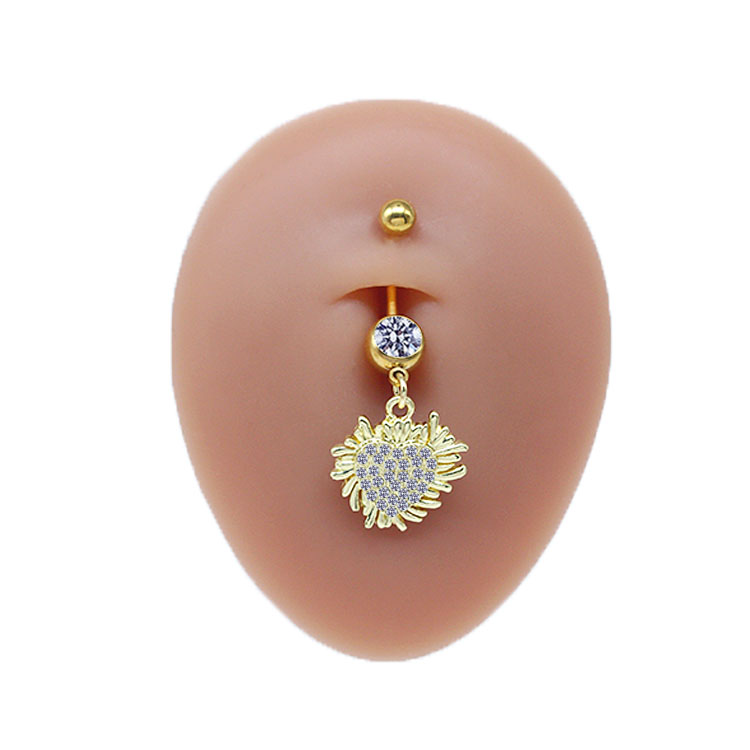 Casual Cute Commute Sunflower Starry Sky Snowflake Stainless Steel Copper Plating Inlay Rhinestones Zircon White Gold Plated Gold Plated Belly Ring display picture 1