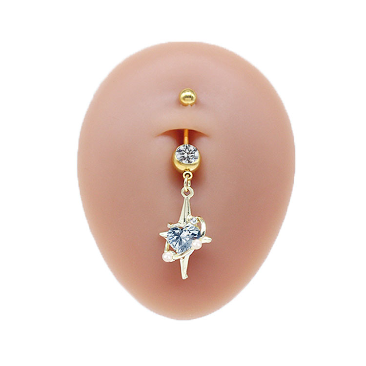 Casual Cute Commute Sunflower Starry Sky Snowflake Stainless Steel Copper Plating Inlay Rhinestones Zircon White Gold Plated Gold Plated Belly Ring display picture 5