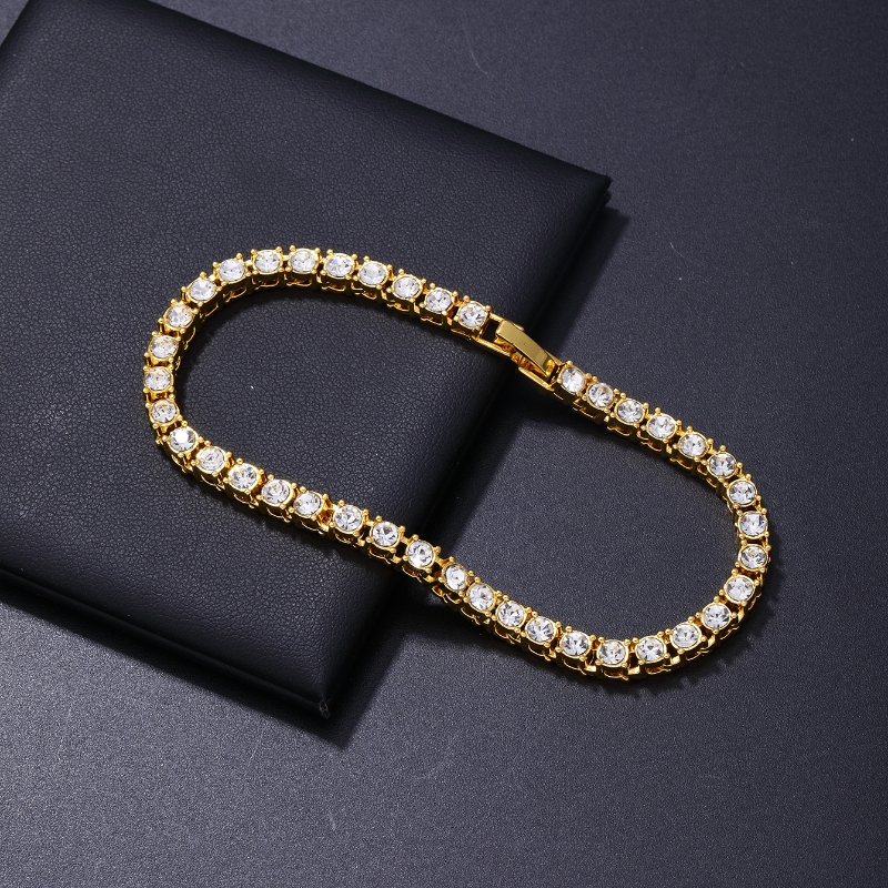 Copper Hip-Hop Inlay Round Zircon Bracelets Necklace display picture 2