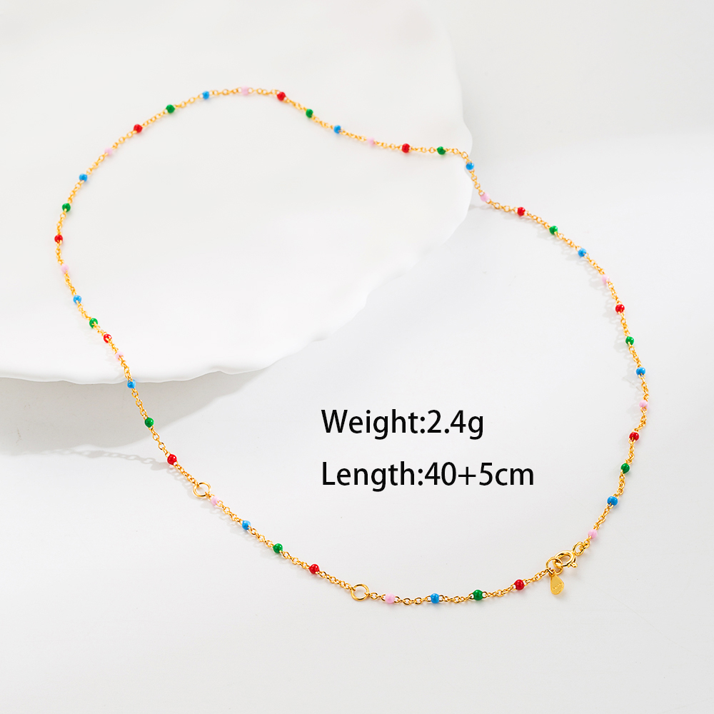 Ig Style Simple Style Solid Color Sterling Silver Enamel Plating 18k Gold Plated Necklace display picture 2