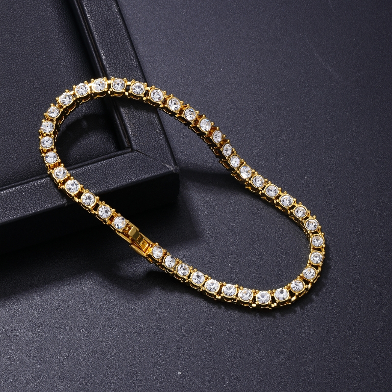 Copper Hip-Hop Inlay Round Zircon Bracelets Necklace display picture 13