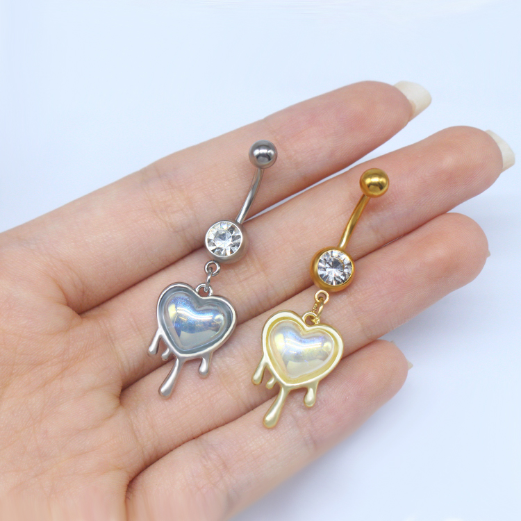Sweet Artistic Cross Round Heart Shape Stainless Steel Copper Plating Inlay Rhinestones White Gold Plated Gold Plated Belly Ring display picture 14