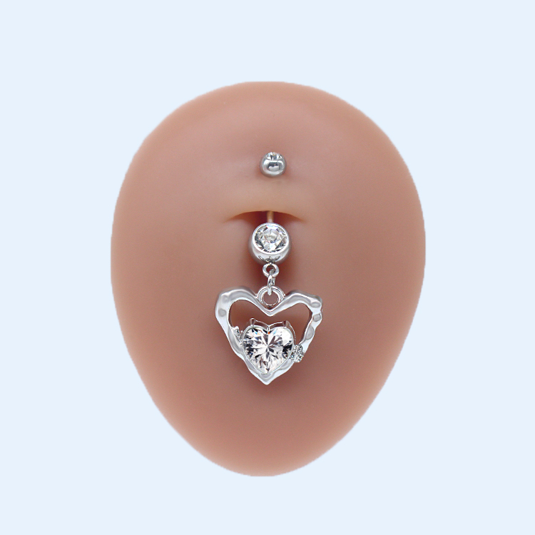 Sweet Artistic Cross Round Heart Shape Stainless Steel Copper Plating Inlay Rhinestones White Gold Plated Gold Plated Belly Ring display picture 11