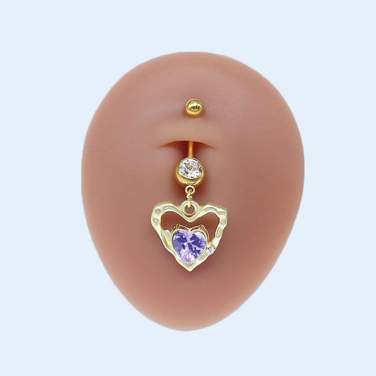 Sweet Artistic Cross Round Heart Shape Stainless Steel Copper Plating Inlay Rhinestones White Gold Plated Gold Plated Belly Ring display picture 13