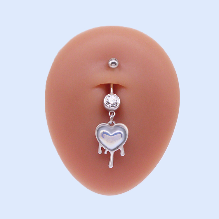 Sweet Artistic Cross Round Heart Shape Stainless Steel Copper Plating Inlay Rhinestones White Gold Plated Gold Plated Belly Ring display picture 6