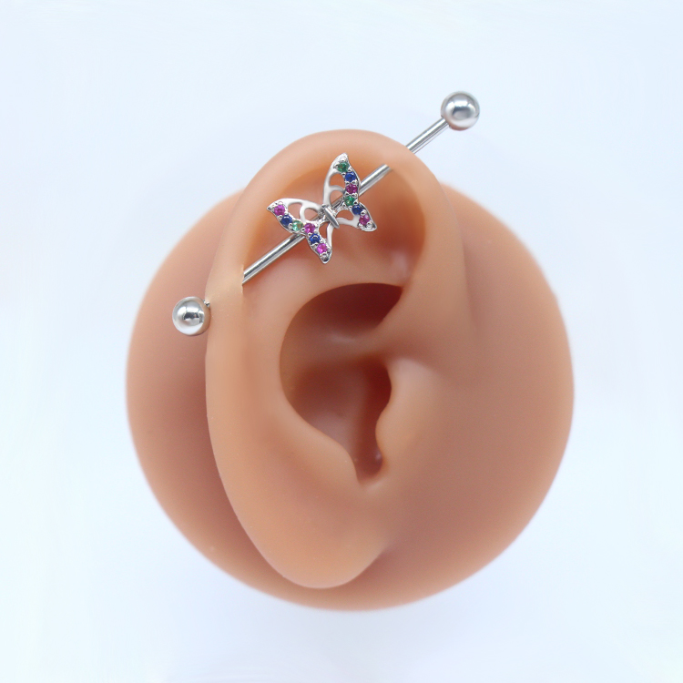 1 Piece Tropical Butterfly Plating Inlay Stainless Steel Copper Rhinestones Glass White Gold Plated Ear Studs display picture 8