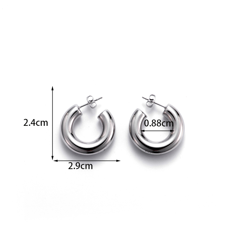 1 Pair Simple Style C Shape Water Droplets Plating Stainless Steel 18k Gold Plated Ear Studs display picture 5