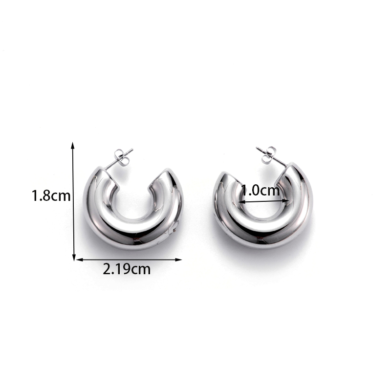 1 Pair Simple Style C Shape Water Droplets Plating Stainless Steel 18k Gold Plated Ear Studs display picture 4