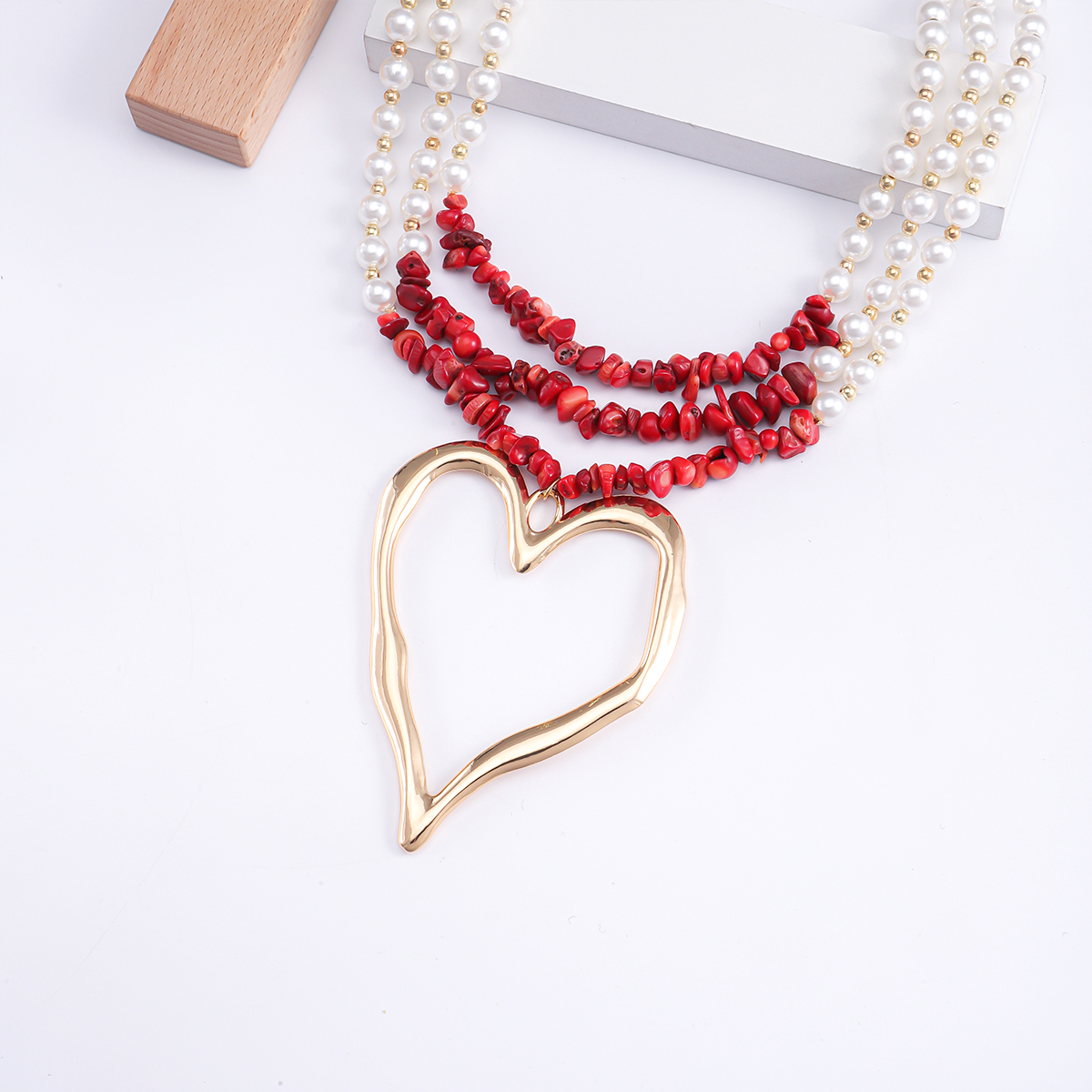 Elegant Herzform Imitationsperle Perlen Vergoldet Versilbert Frau Halskette Mit Anhänger display picture 8