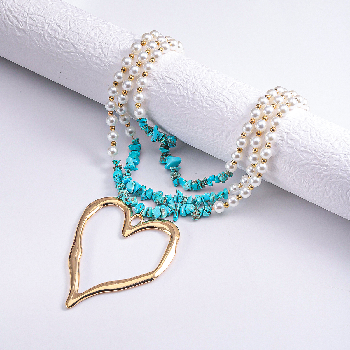 Elegant Herzform Imitationsperle Perlen Vergoldet Versilbert Frau Halskette Mit Anhänger display picture 6