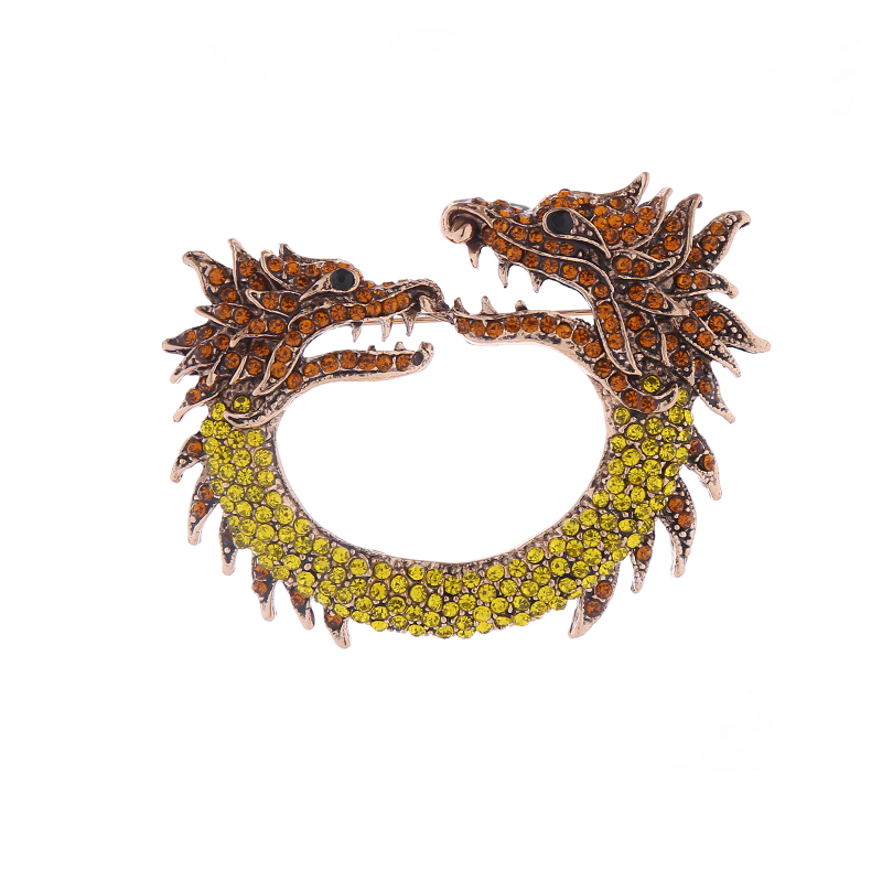 Rétro Style Vintage Dragon Alliage Placage Incruster Strass Femmes Broches 1 Pièce display picture 7