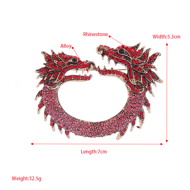 Retro Vintage Style Dragon Alloy Plating Inlay Rhinestones Women's Brooches 1 Piece display picture 1