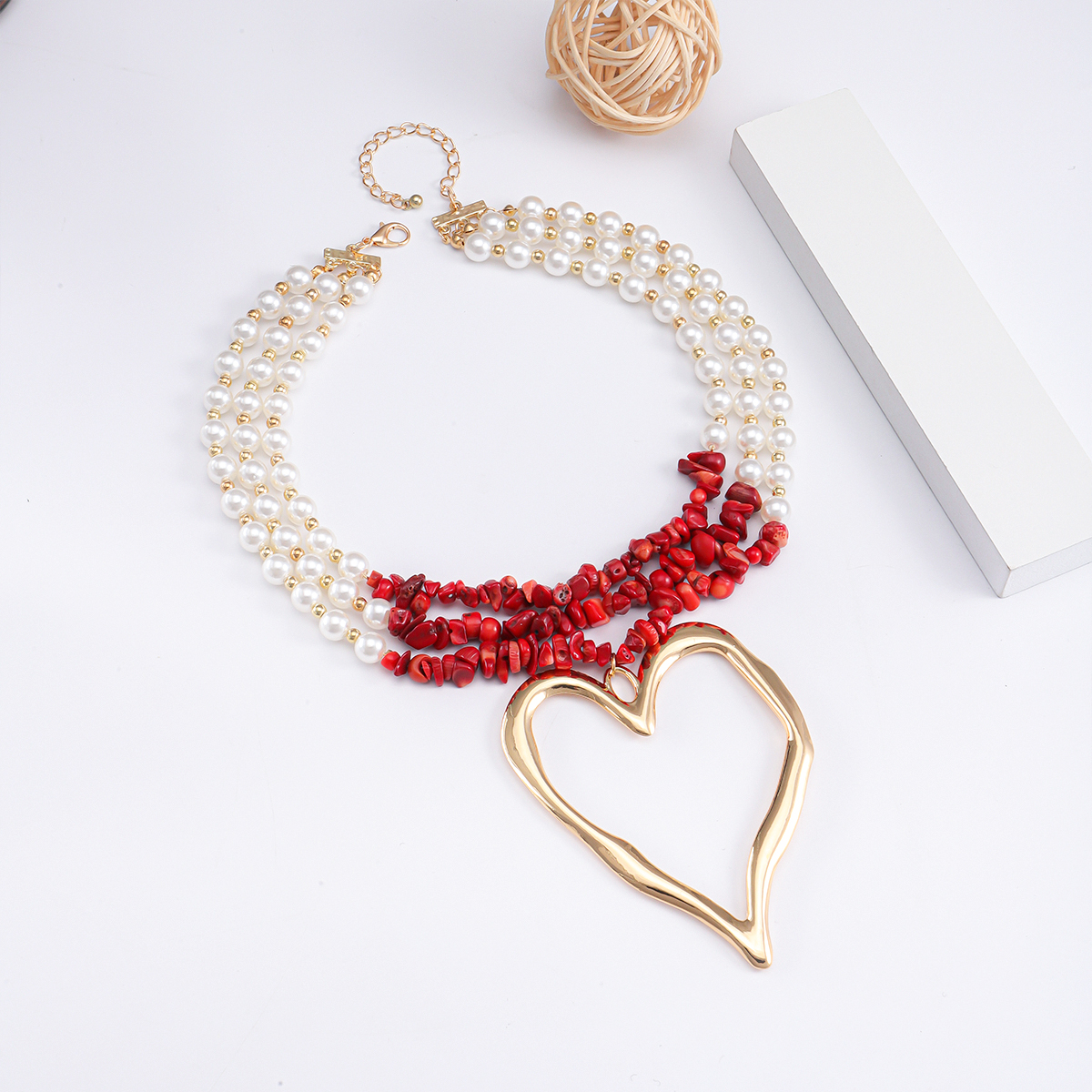 Elegant Herzform Imitationsperle Perlen Vergoldet Versilbert Frau Halskette Mit Anhänger display picture 10