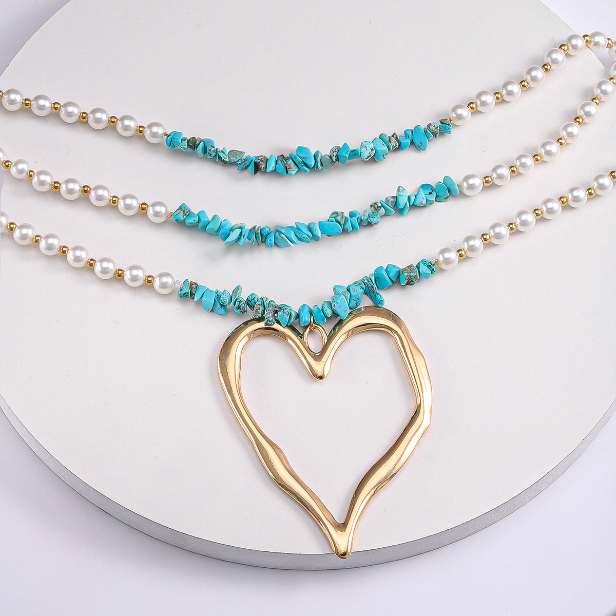 Elegant Herzform Imitationsperle Perlen Vergoldet Versilbert Frau Halskette Mit Anhänger display picture 12