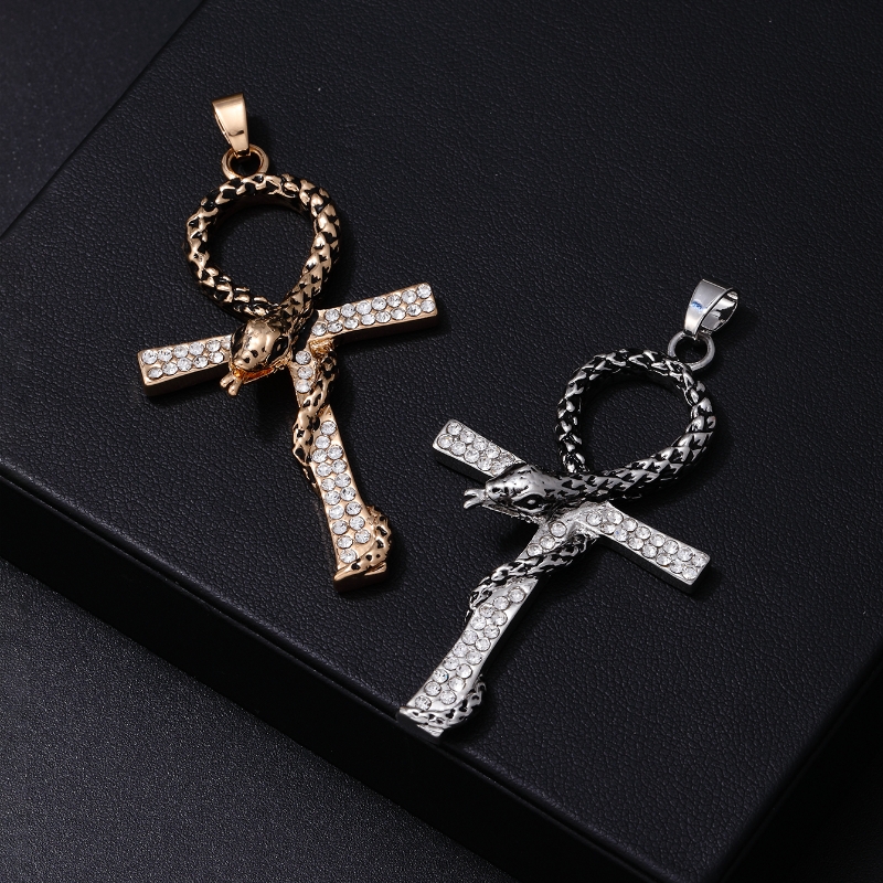Hip-hop Rock Animal Cross Letter Stainless Steel Alloy Copper Plating Inlay Rhinestones Jewelry Accessories display picture 13