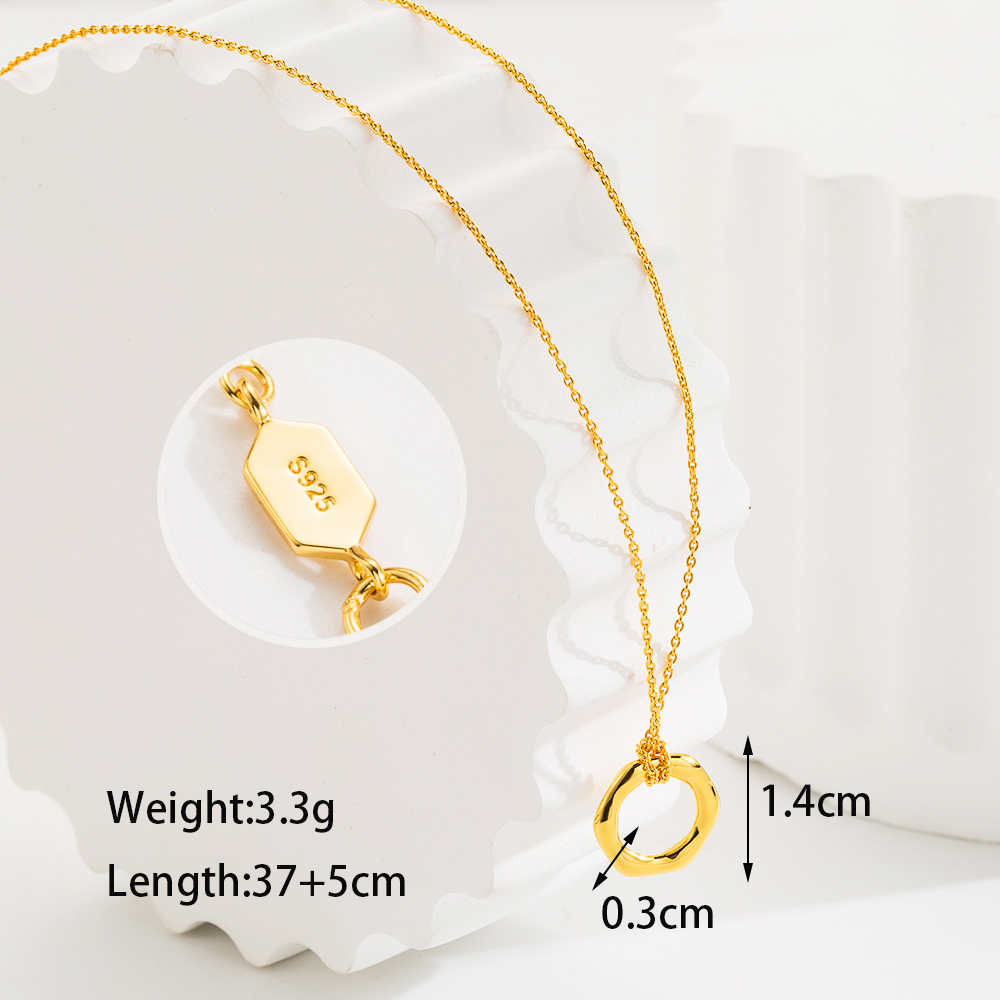 Ig Style Simple Style Circle Sterling Silver Plating 18k Gold Plated Pendant Necklace display picture 5