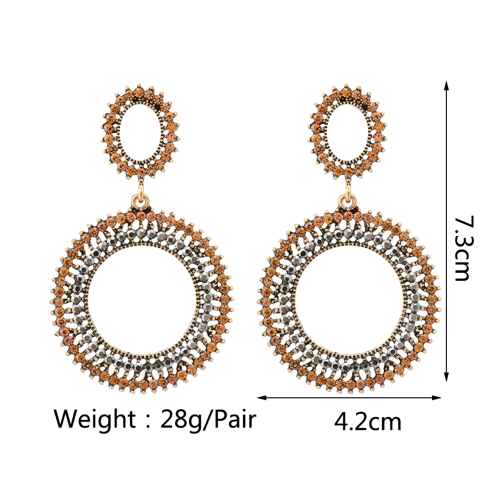 1 Pair Elegant Retro Round Plating Inlay Zinc Alloy Rhinestones Dangling Earrings display picture 1