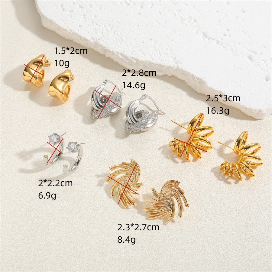1 Pair Simple Style Classic Style Fireworks Plating Inlay 304 Stainless Steel Copper Zircon Ear Studs display picture 6
