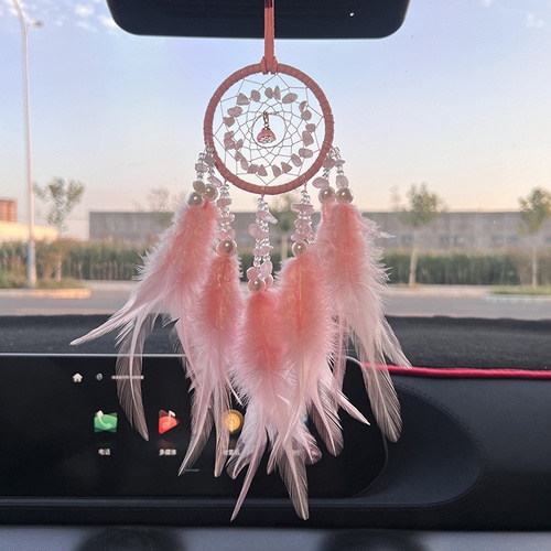 Simple Classique Cristal Pierre Multicolore Plume Dreamcatcher Voiture Intérieur Charmes display picture 3