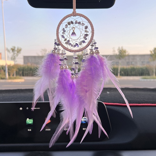 Simple Classique Cristal Pierre Multicolore Plume Dreamcatcher Voiture Intérieur Charmes display picture 2