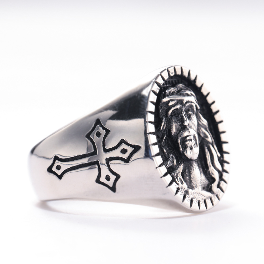 Punk Geométrico Acero Titanio Pulido Chapados en oro de 18k Hombres Anillos display picture 4