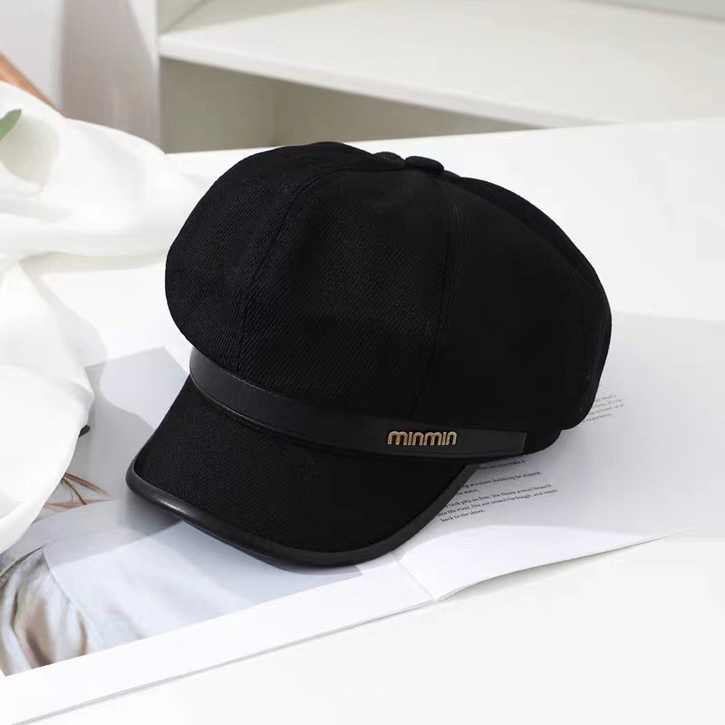 Women's Elegant Sweet Solid Color Metal Button Flat Eaves Beret Hat display picture 9