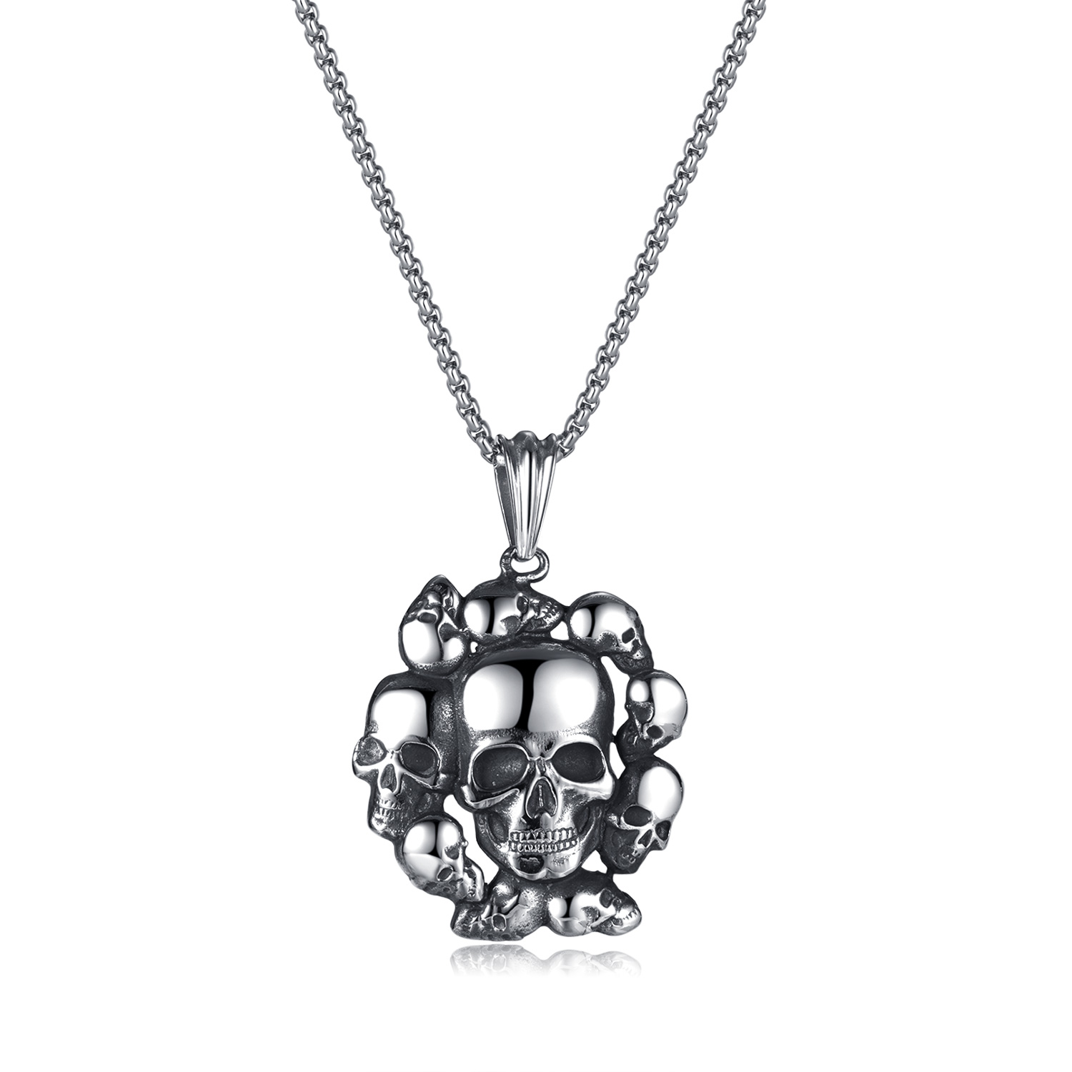 Stainless Steel Hip-Hop Vintage Style Skull No Inlay Pendant Necklace display picture 1