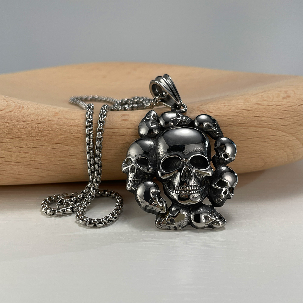 Stainless Steel Hip-Hop Vintage Style Skull No Inlay Pendant Necklace display picture 2