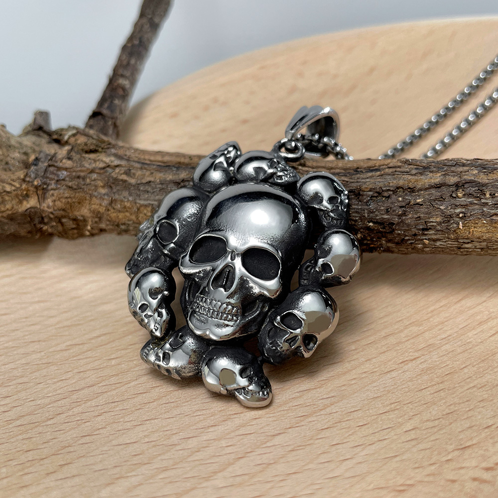 Stainless Steel Hip-Hop Vintage Style Skull No Inlay Pendant Necklace display picture 4