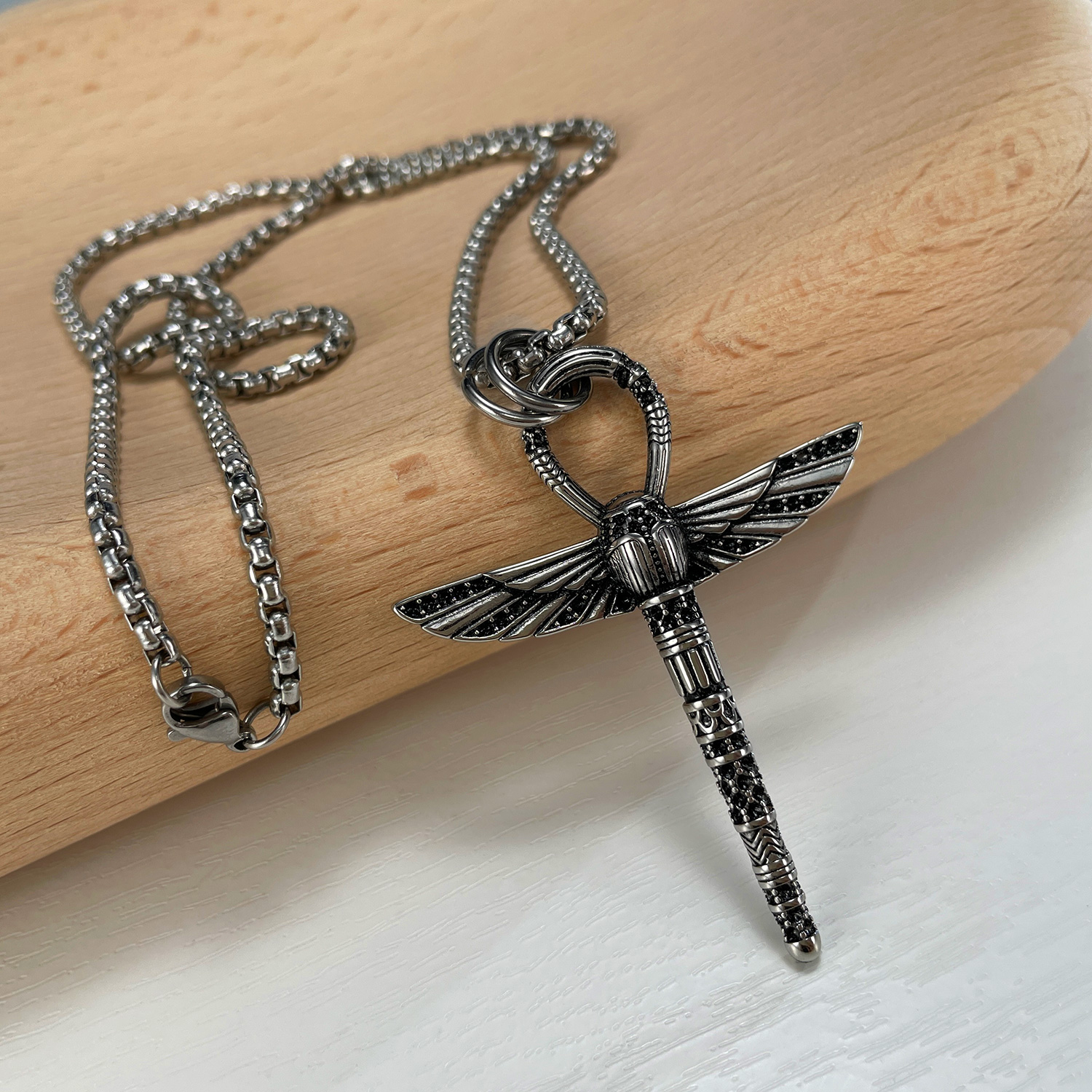 Hip-Hop Dragonfly Stainless Steel No Inlay Men's Pendant Necklace display picture 3