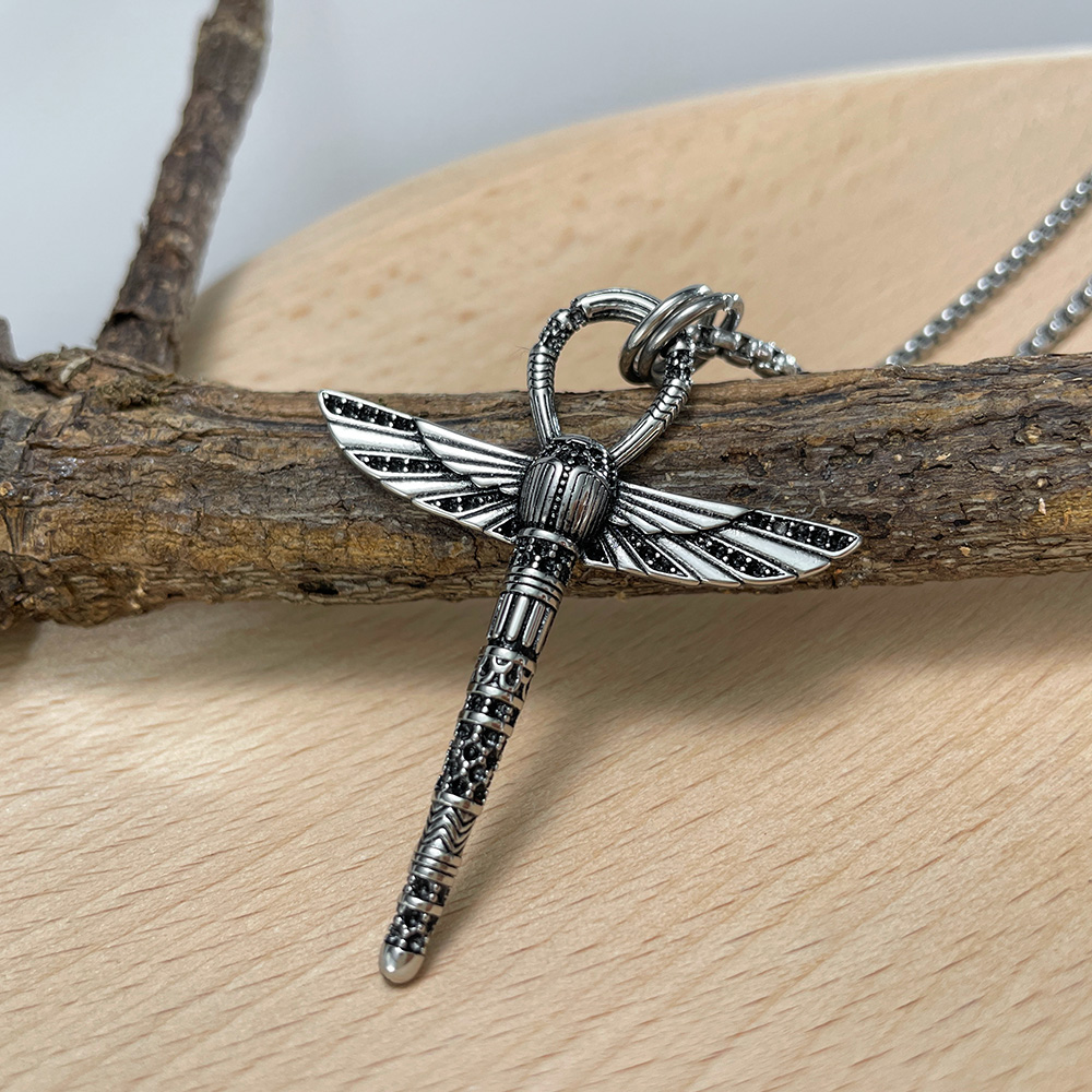 Hip-Hop Dragonfly Stainless Steel No Inlay Men's Pendant Necklace display picture 8