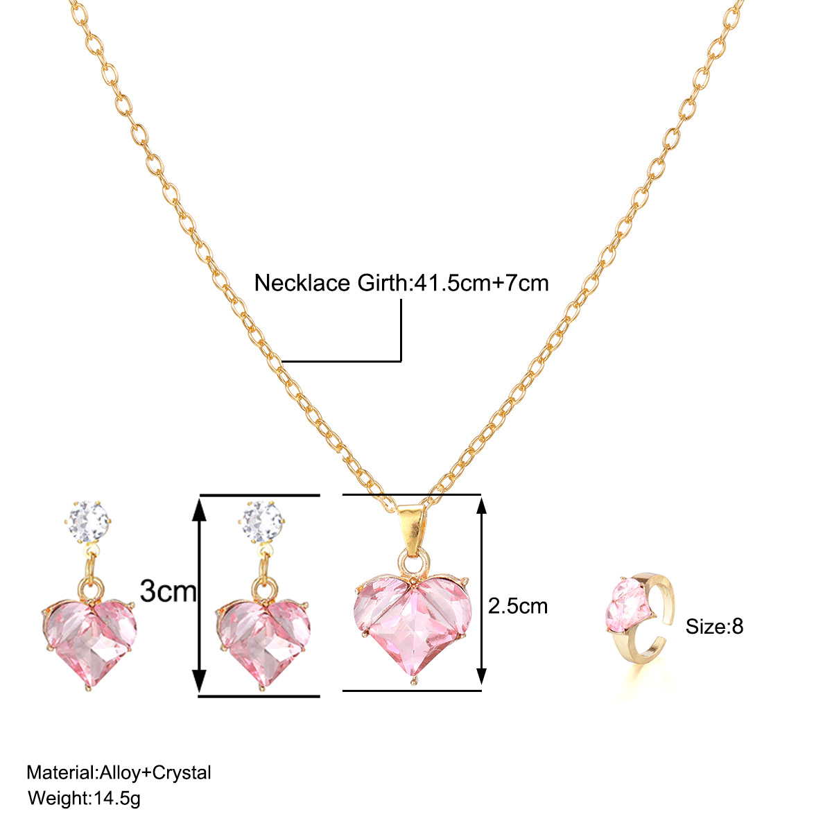 Elegant Cute Heart Shape Alloy Plating Inlay Zircon Women's Jewelry Set display picture 1