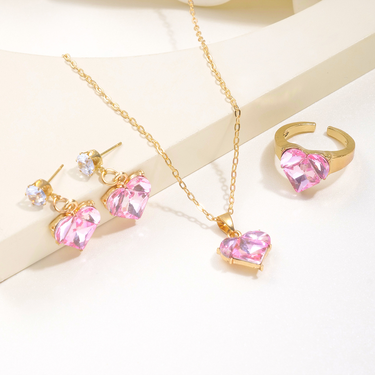 Elegant Cute Heart Shape Alloy Plating Inlay Zircon Women's Jewelry Set display picture 4